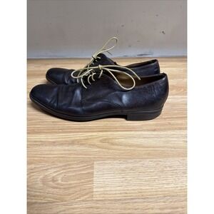 Hugo Boss Men's Size 10 Dark‎ Brown Leather Oxford Dress Shoe Made In Italy